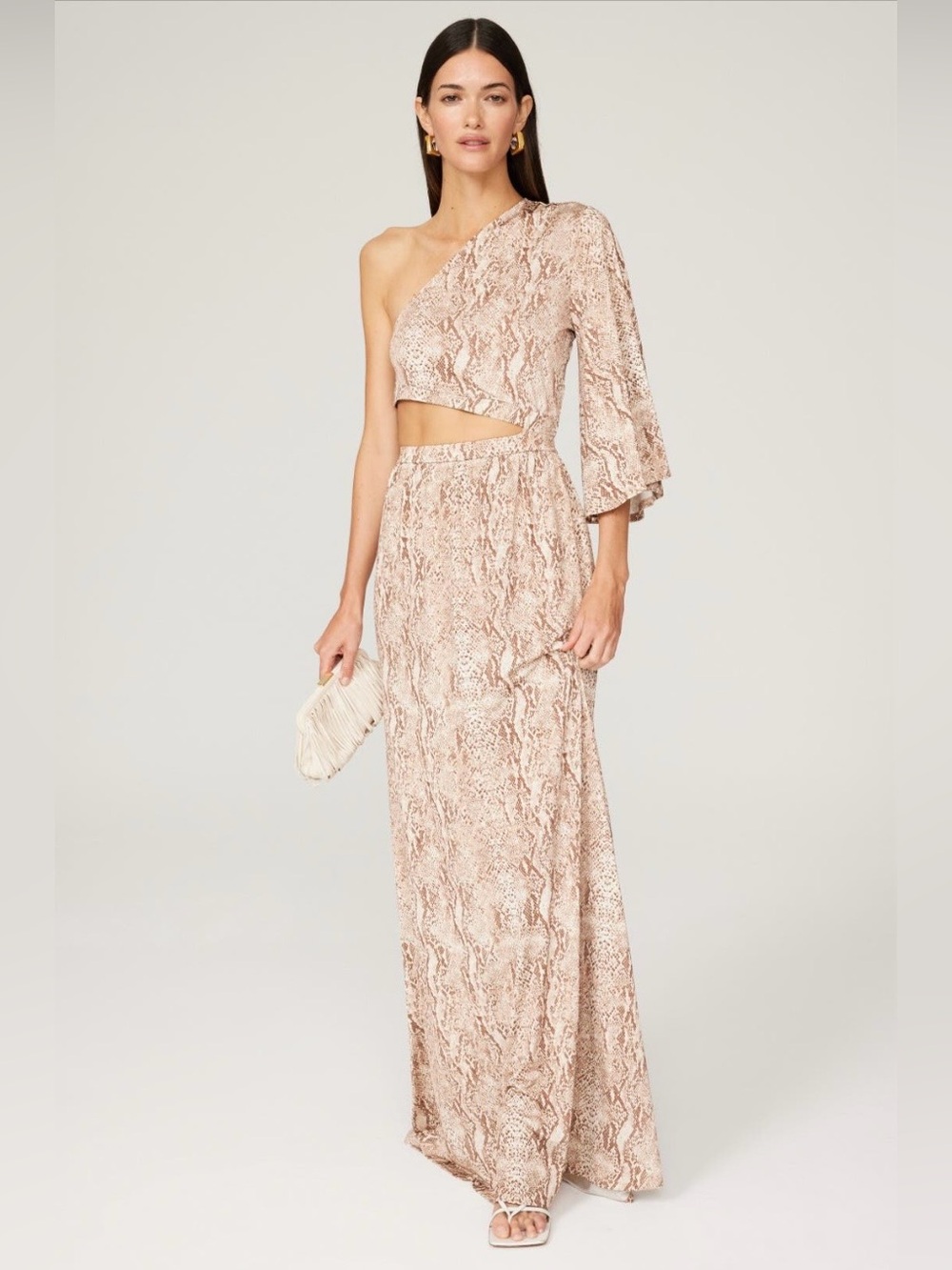 L'AGENCE~Fontana One-Shoulder Animal Print Maxi Dress~Size Small~$475~